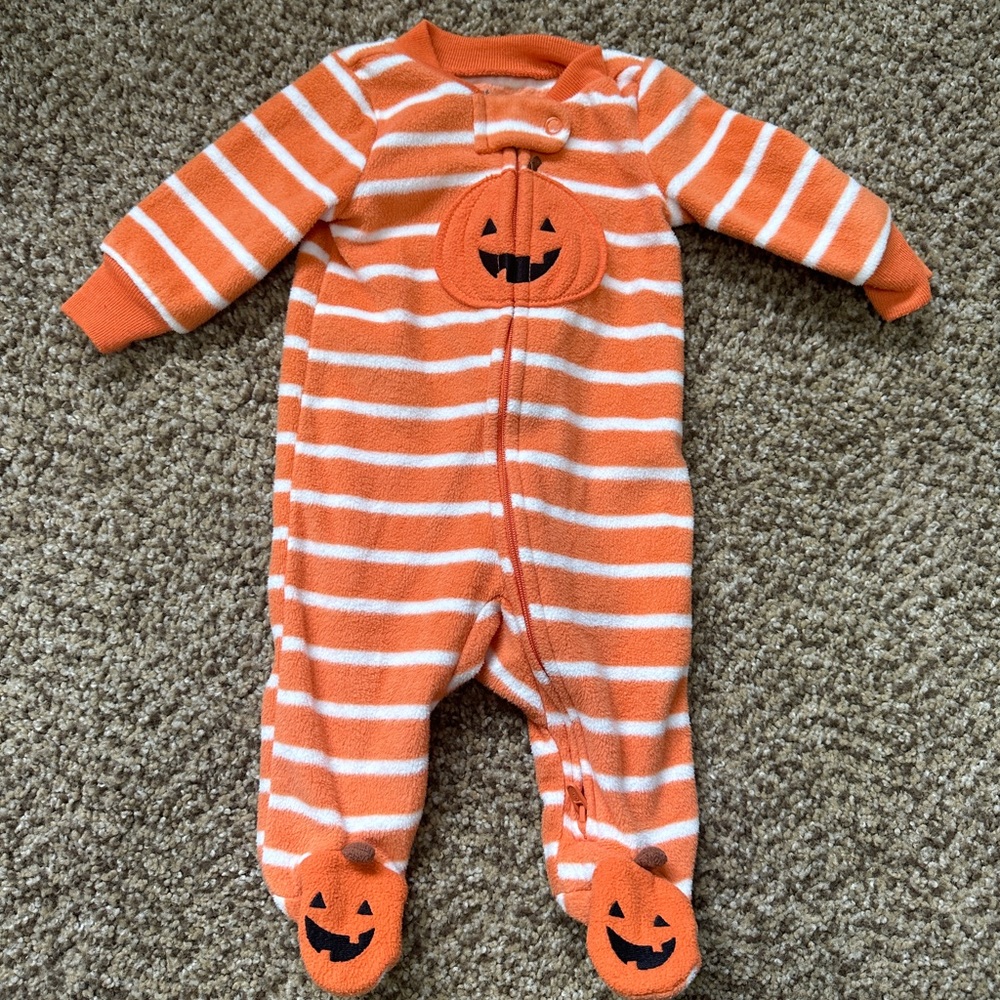 Halloween Orange Striped Pumpkin Kids Outfit